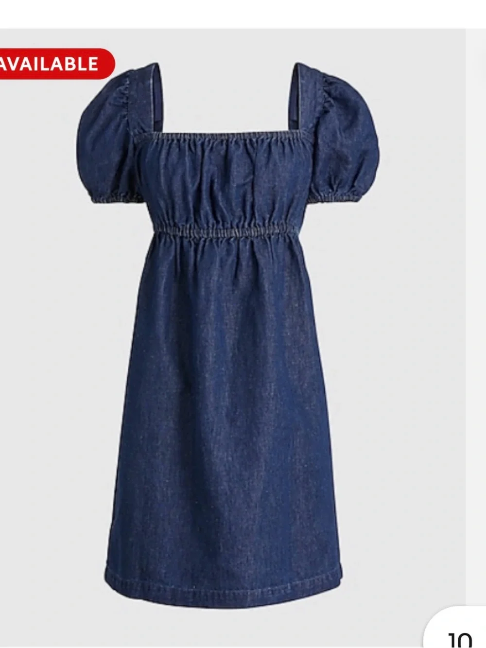 Square Neck Puff Sleeve Denim Mini Dress - Navy